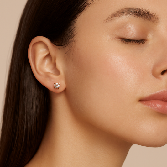 4 Prong Round Diamond Stud Earrings