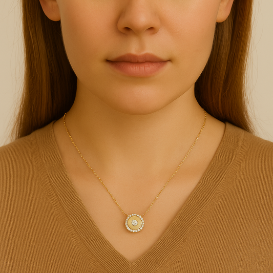 Round Halo Diamond Bezel Pendant