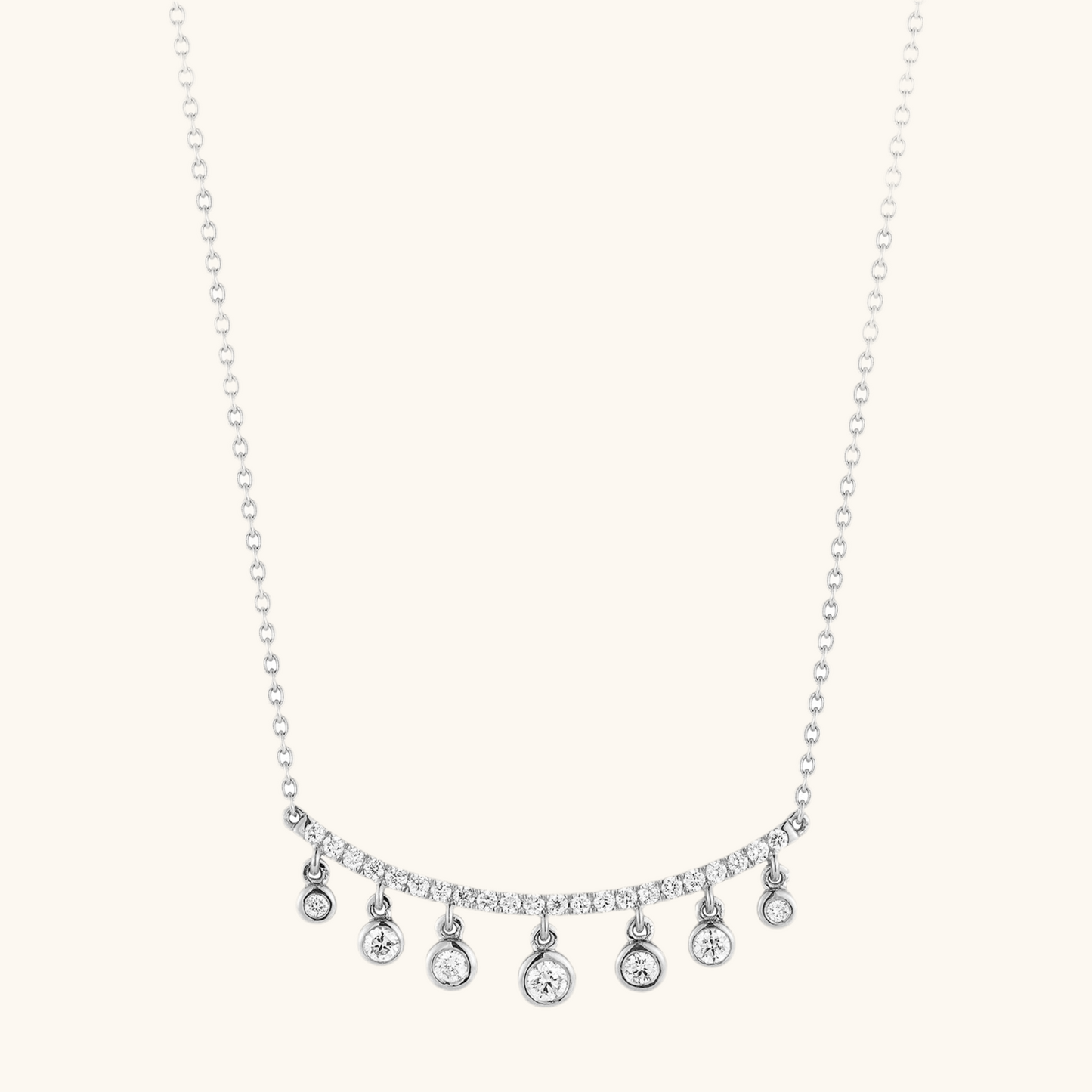 Diamond Bar Necklace with Diamond Dangles