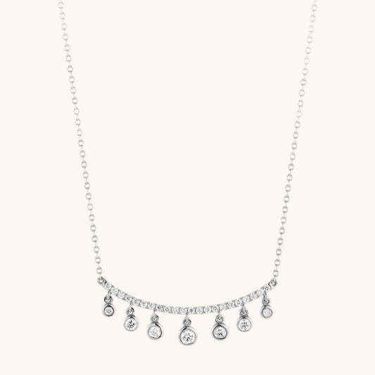 Diamond Bar Necklace with Diamond Dangles