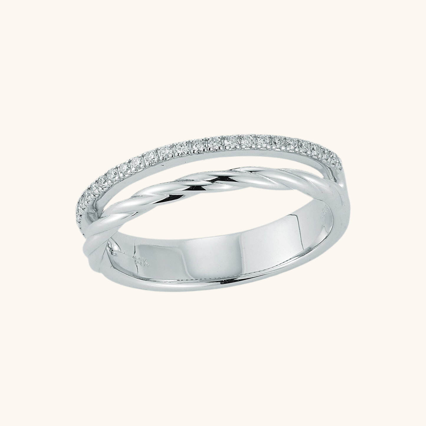 Rope and Diamond Pave Split Ring