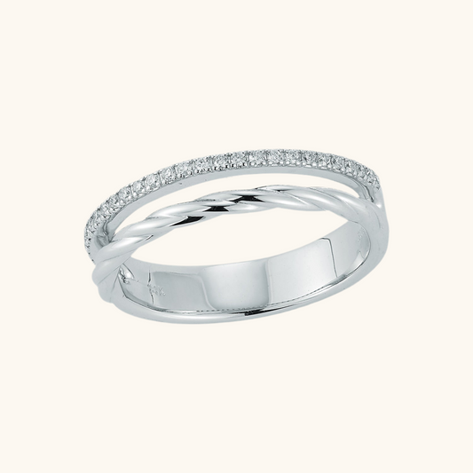 Rope and Diamond Pave Split Ring
