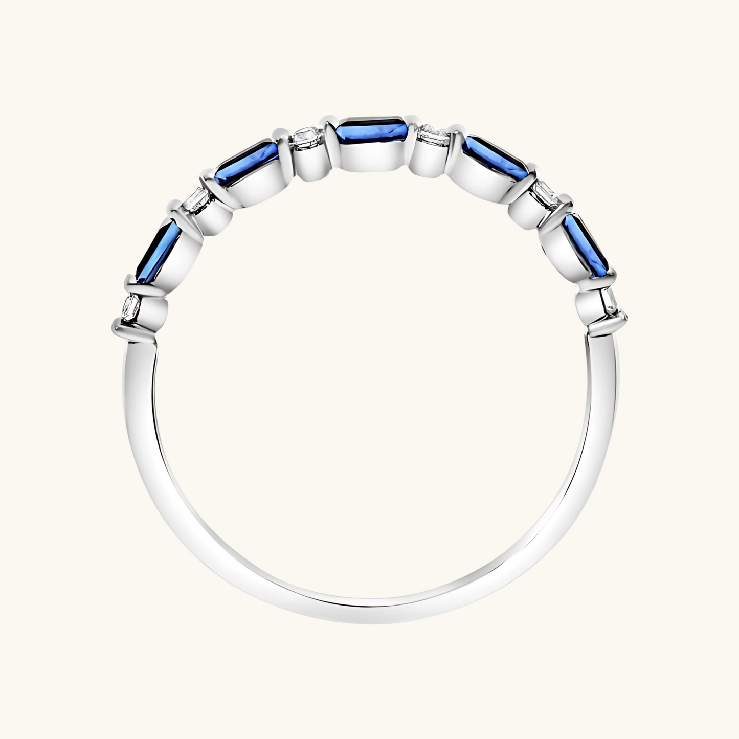 White Gold Sapphire & Diamond Ring 14K