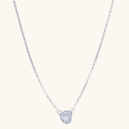 Sideways Heart Bezel Diamond Necklace