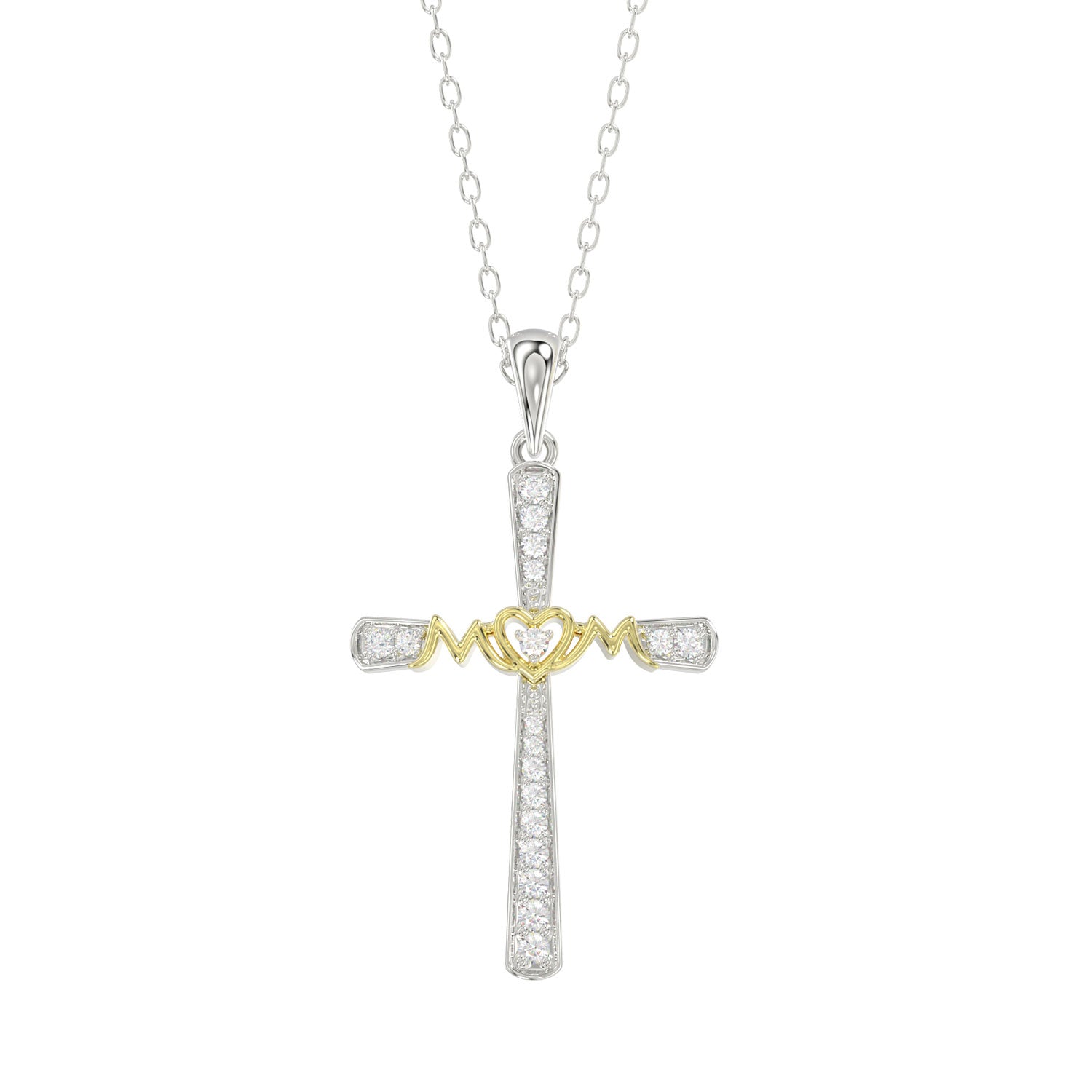 LADIES PENDANT WITH CHAIN 0.15CT ROUND DIAMOND 10K WHITE/YELLOW GOLD