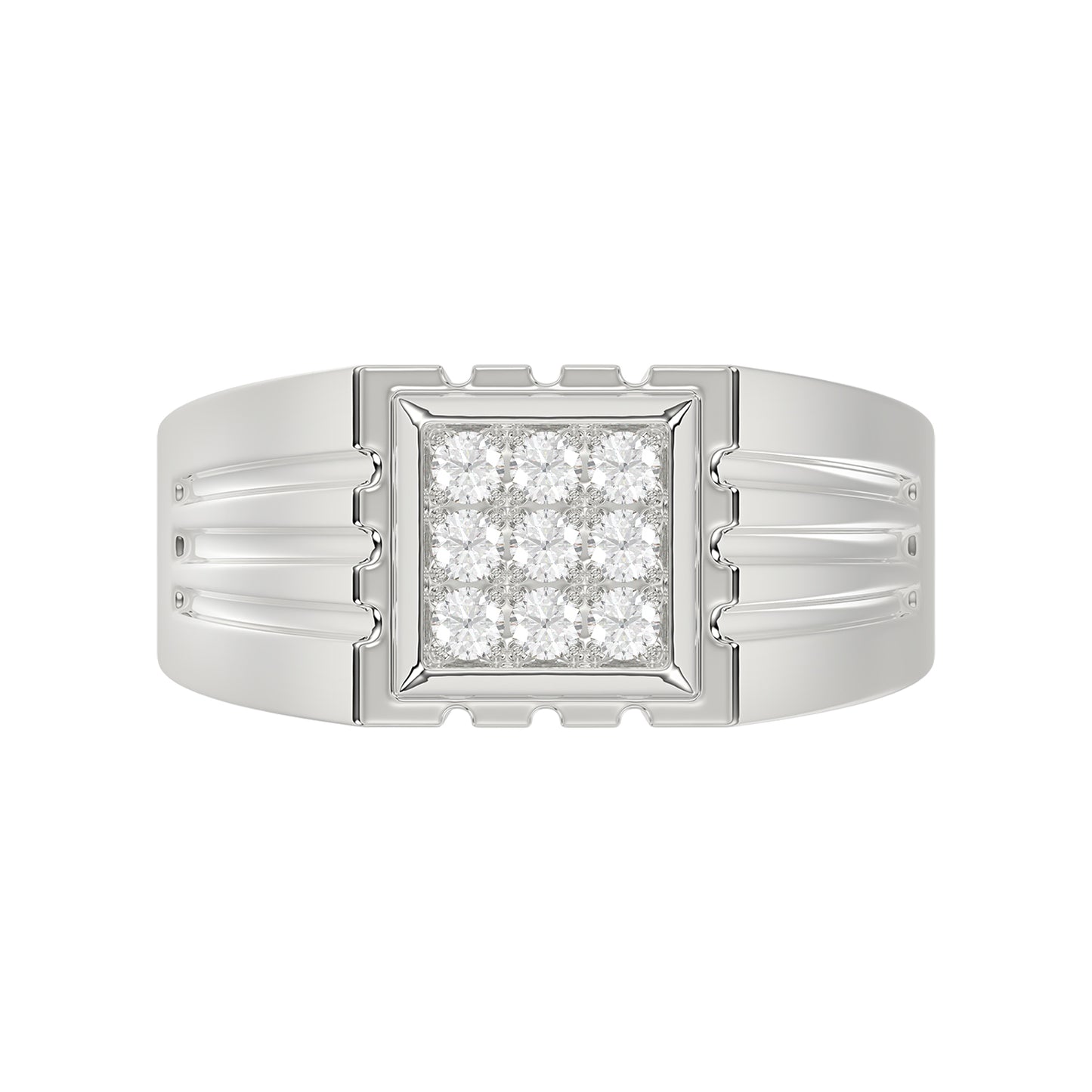 Sterling Silver Diamond Ring For Men 0.35Ct Round Cut Square Cluster Mens Ring Fine Jewelry Gift For Him
