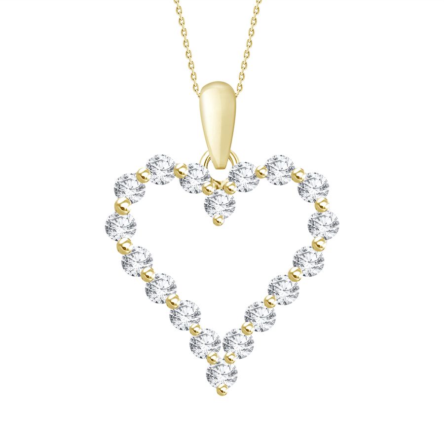 LADIES HEART PENDANT 0.25CT ROUND DIAMOND 14K YELLOW GOLD