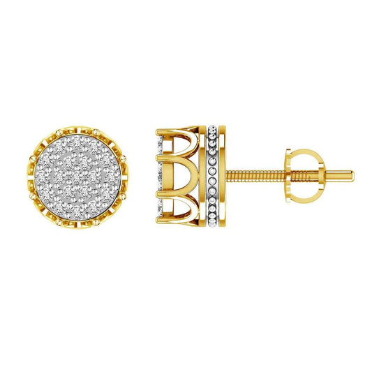 LADIES STUD EARRINGS 0.33CT ROUND DIAMOND 10K YELLOW GOLD