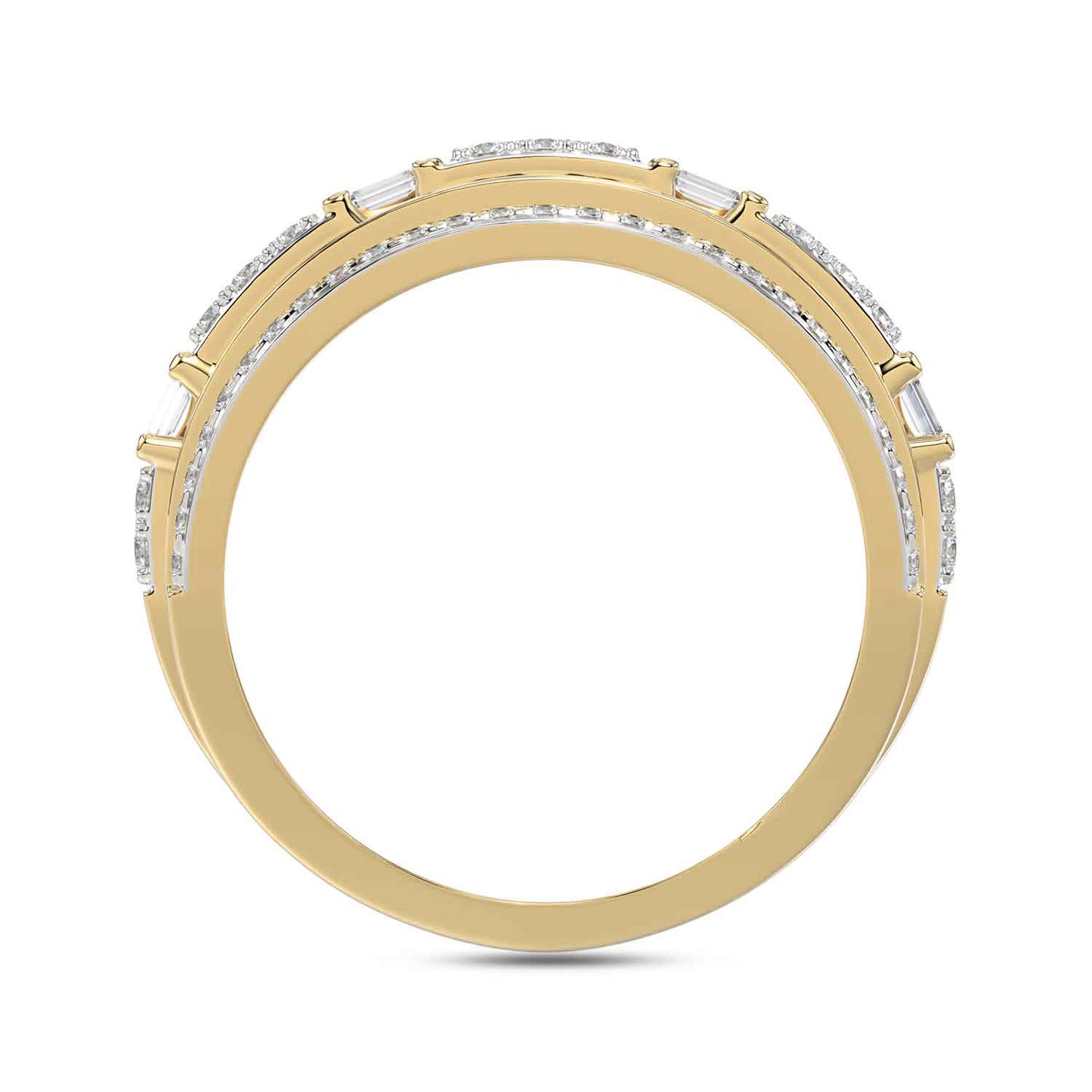 MEN'S BAND 1.00CT ROUND/BAGUETTE DIAMOND 10K YELLOW GOLD