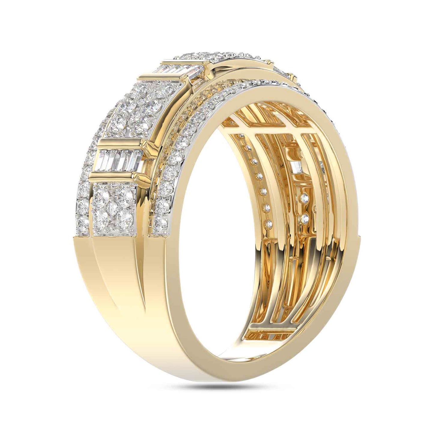 MEN'S BAND 1.00CT ROUND/BAGUETTE DIAMOND 10K YELLOW GOLD