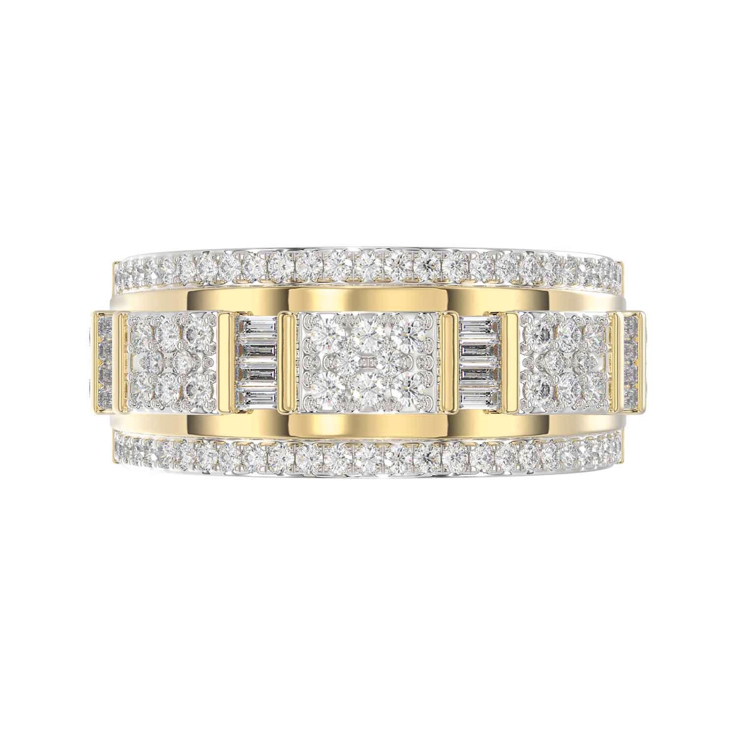 MEN'S BAND 1.00CT ROUND/BAGUETTE DIAMOND 10K YELLOW GOLD