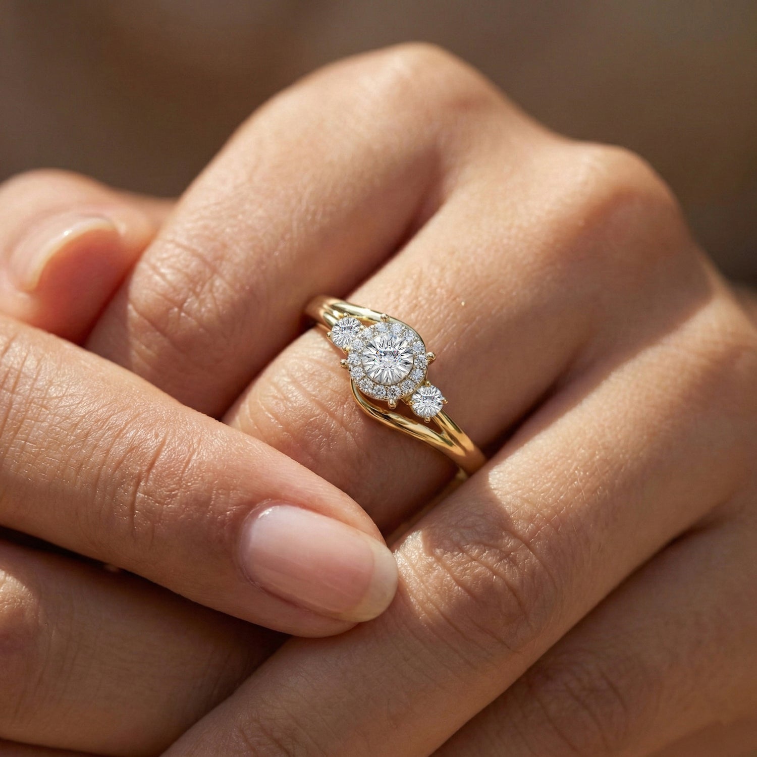 LADIES RING 0.15CT ROUND DIAMOND 10K YELLOW GOLD