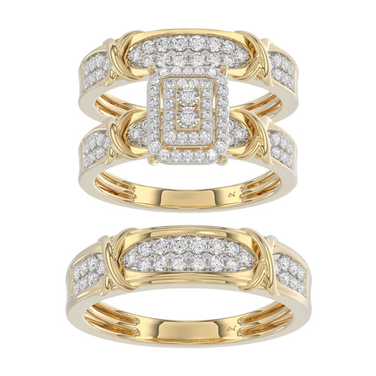 LADIES TRIOS 1.00CT ROUND DIAMOND 10K YELLOW GOLD