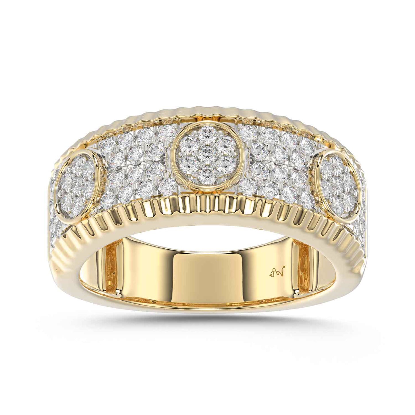 MEN'S RING 0.75CT ROUND DIAMOND 10K YELLOW GOLD