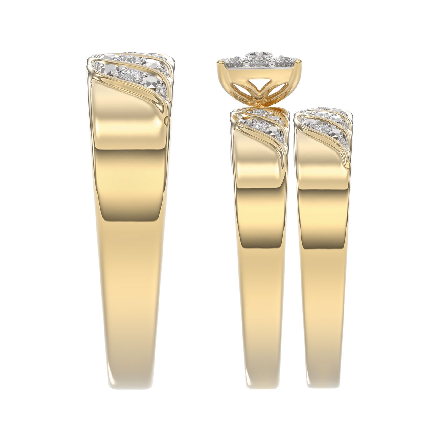 LADIES TRIOS SET 0.33CT ROUND DIAMOND 10K YELLOW GOLD