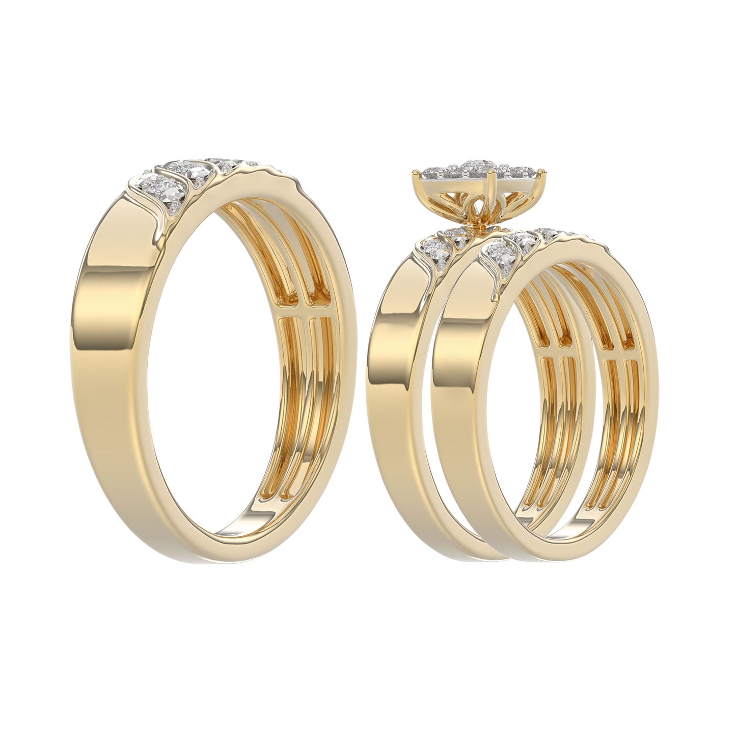 LADIES TRIOS SET 0.33CT ROUND DIAMOND 10K YELLOW GOLD