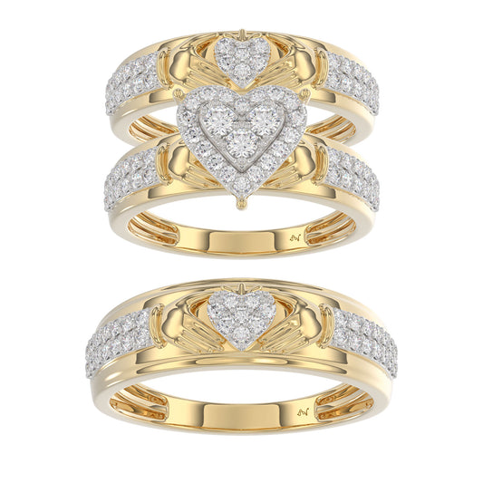 LADIES TRIO SET 1.00CT ROUND DIAMOND 10K YELLOW GOLD