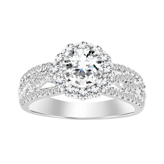 LADIES SEMI MOUNT RING 0.75CT ROUND DIAMOND 14K WHITE GOLD