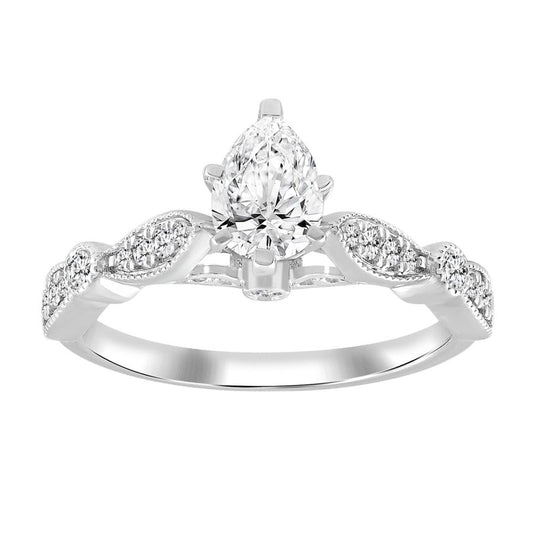 LADIES ENGAGEMENT RING SEMI MOUNT 0.25CT ROUND DIAMOND 14K WHITE GOLD