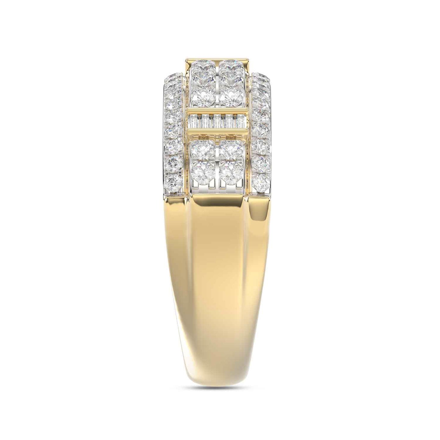 MEN'S BAND 1.00CT ROUND/BAGUETTE DIAMOND 10K YELLOW GOLD