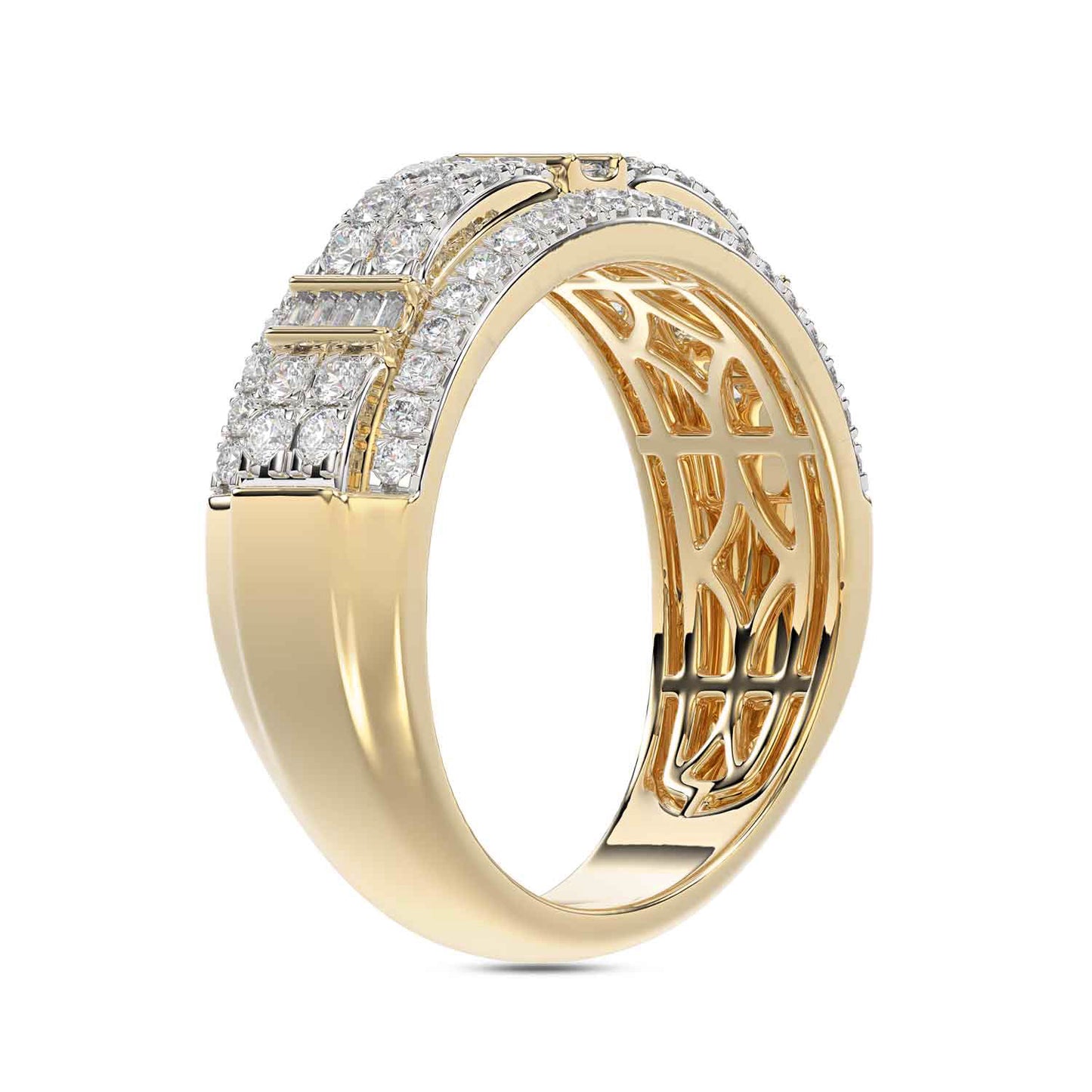 MEN'S BAND 1.00CT ROUND/BAGUETTE DIAMOND 10K YELLOW GOLD