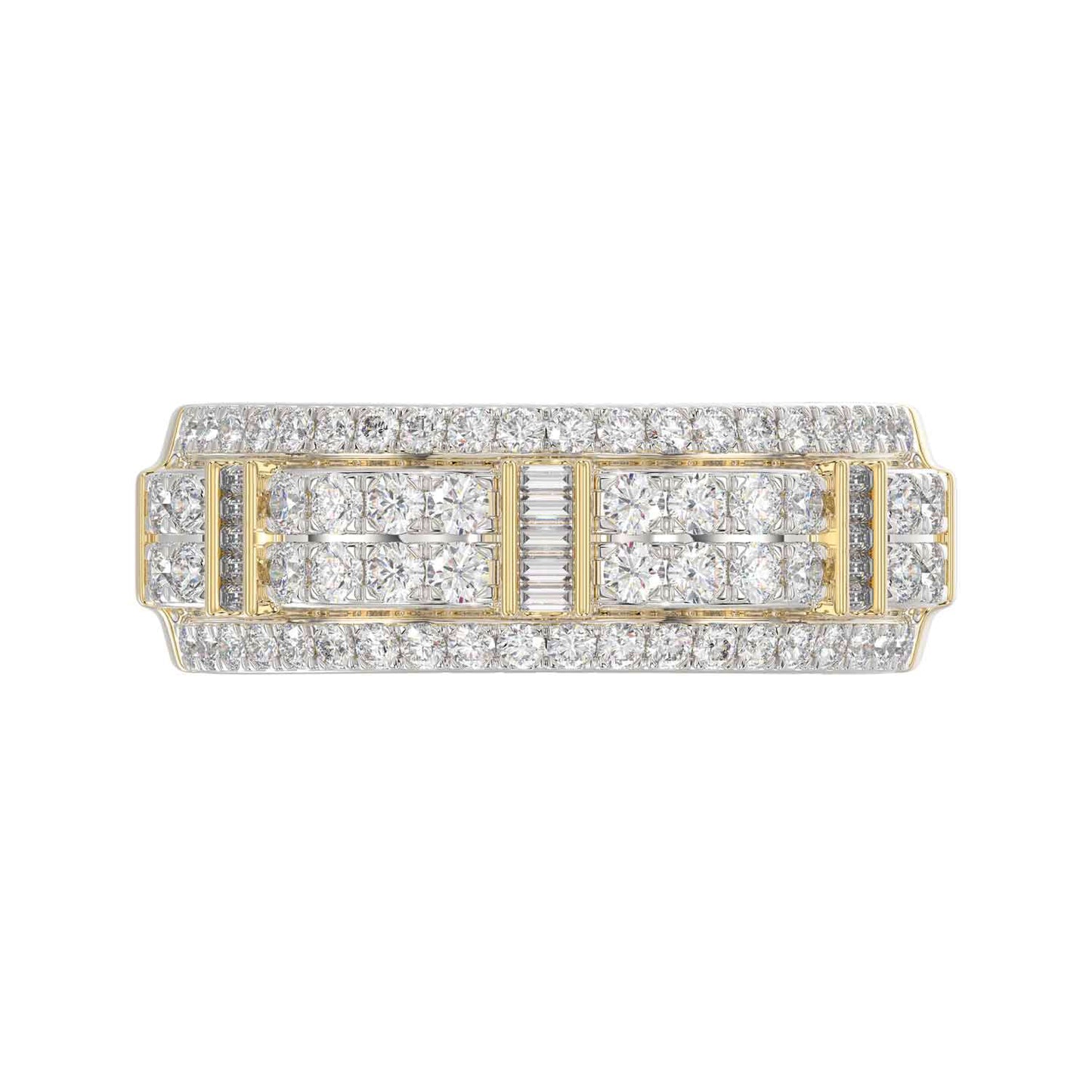 MEN'S BAND 1.00CT ROUND/BAGUETTE DIAMOND 10K YELLOW GOLD
