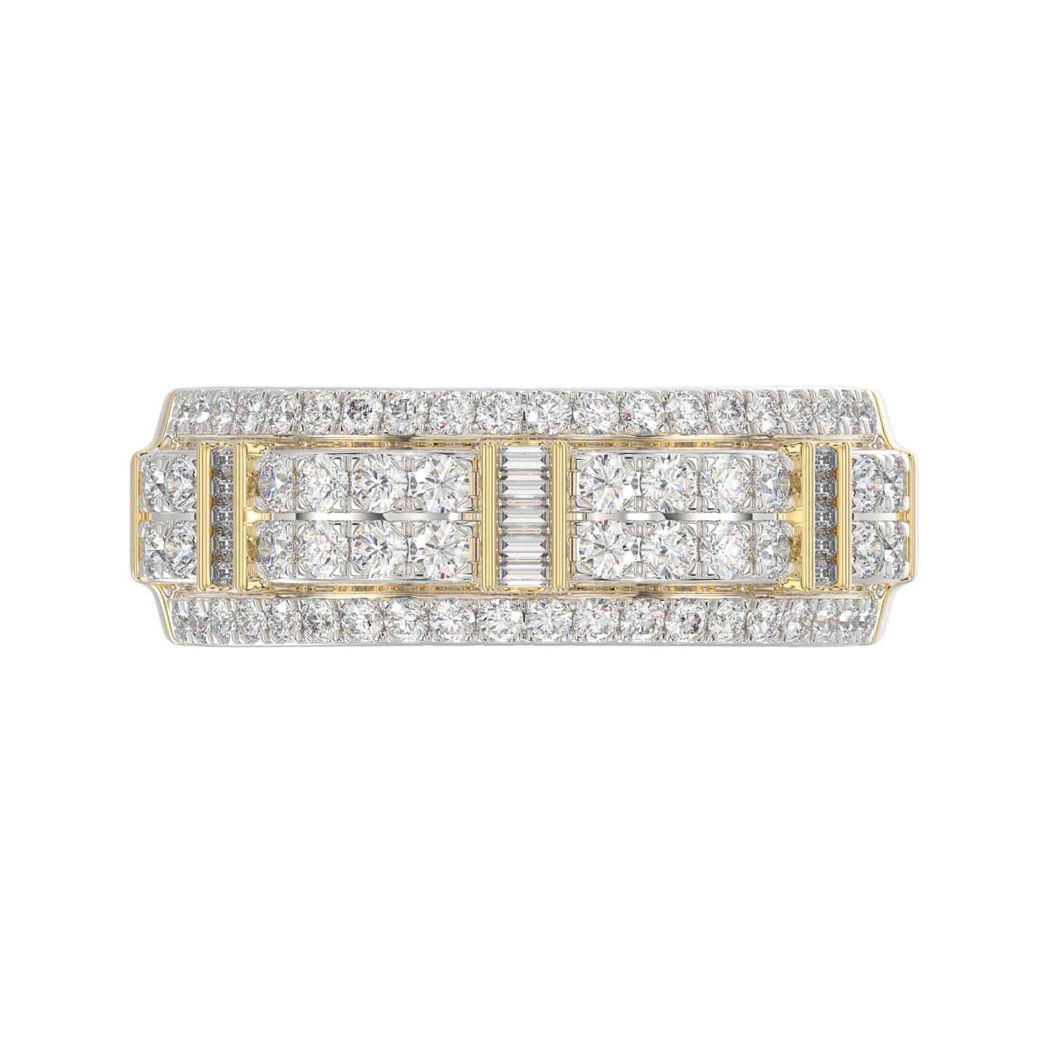 MEN'S BAND 1.00CT ROUND/BAGUETTE DIAMOND 10K YELLOW GOLD