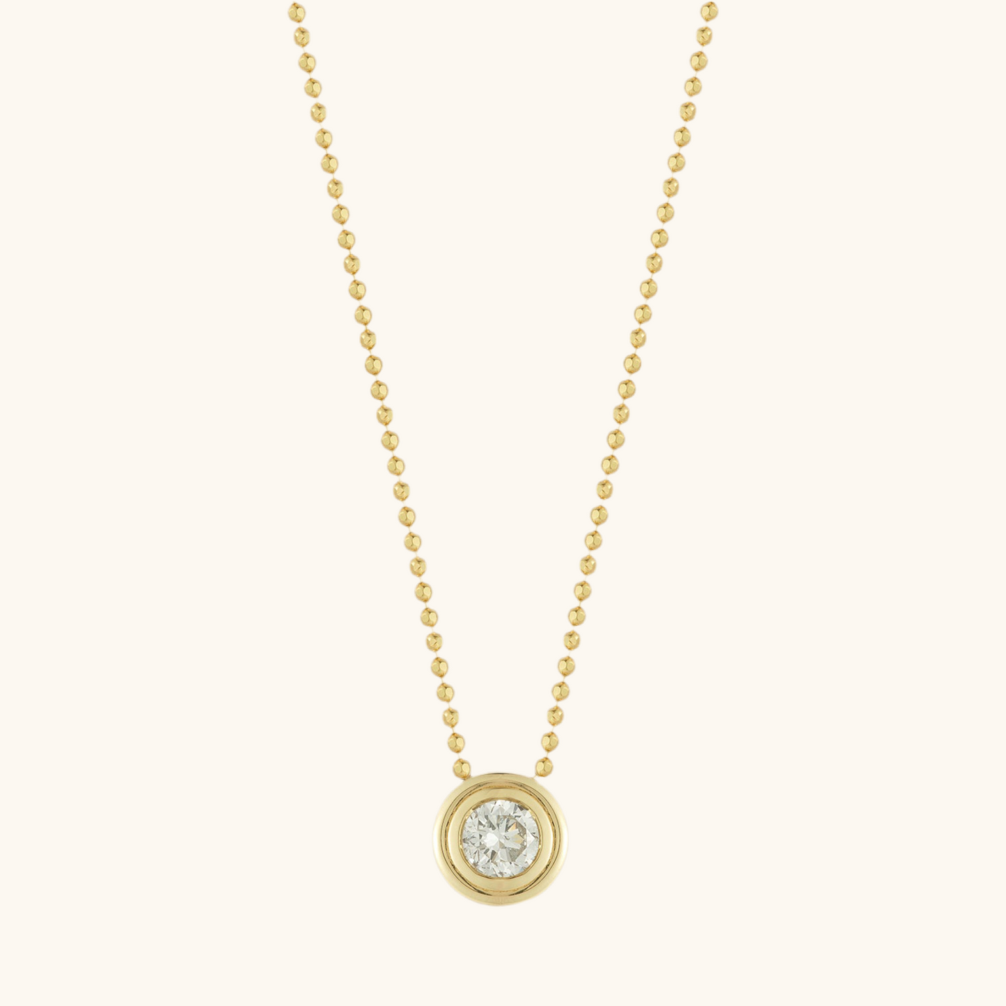 Yellow Gold Round Diamond Bezel Pendant 14K
