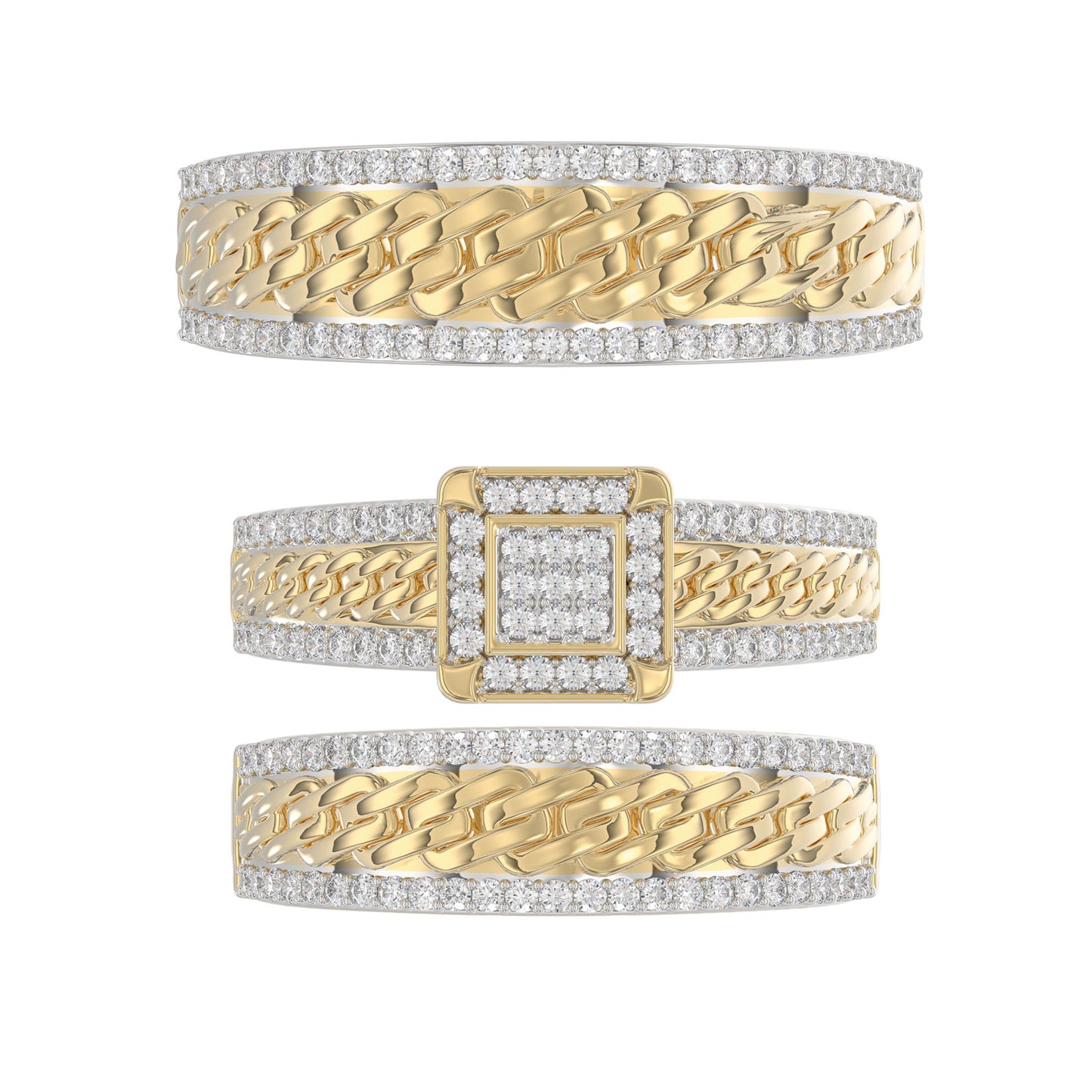 LADIES TRIOS SET 0.50CT ROUND DIAMOND 10K YELLOW GOLD