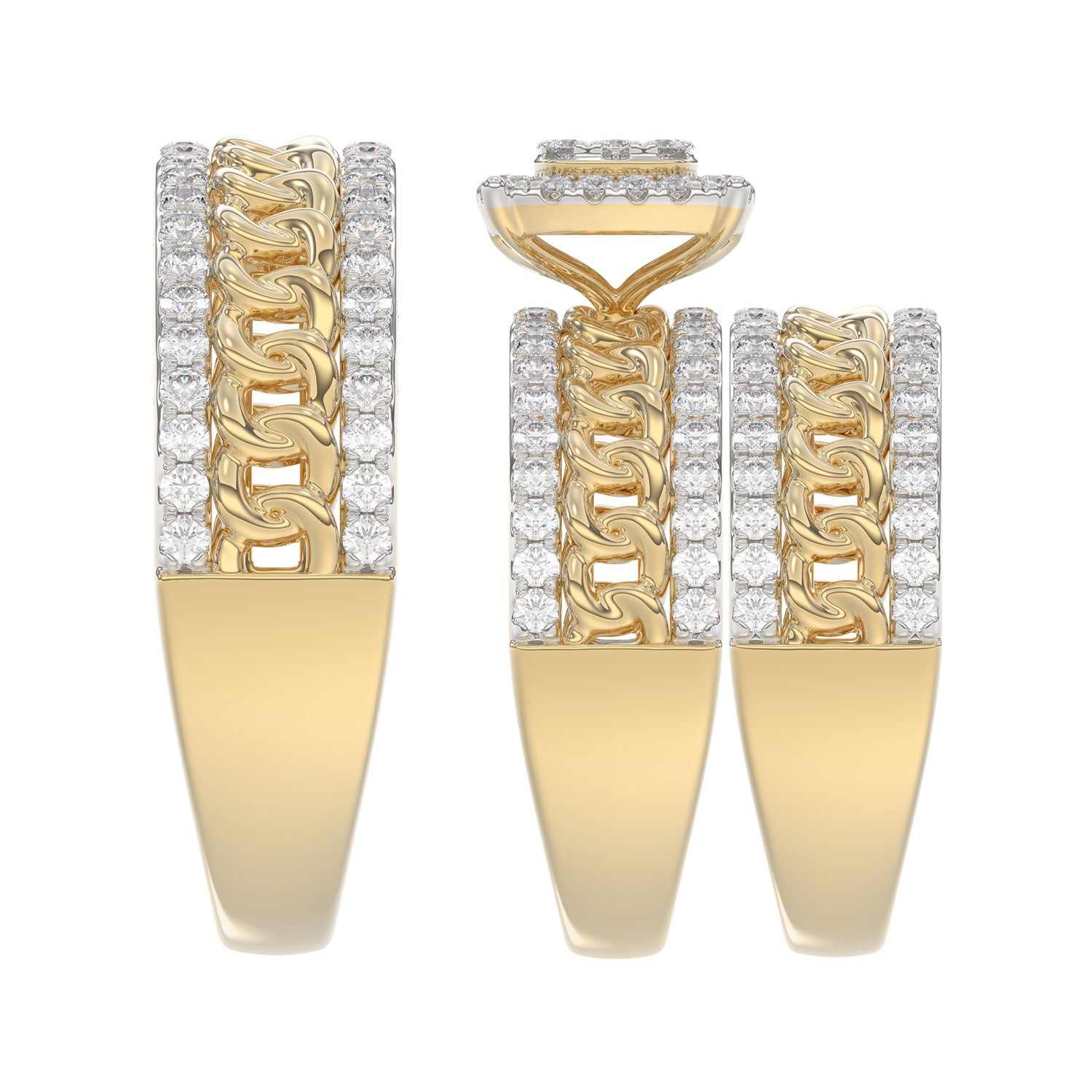 LADIES TRIO SET 1.50CT ROUND DIAMOND 10K YELLOW GOLD