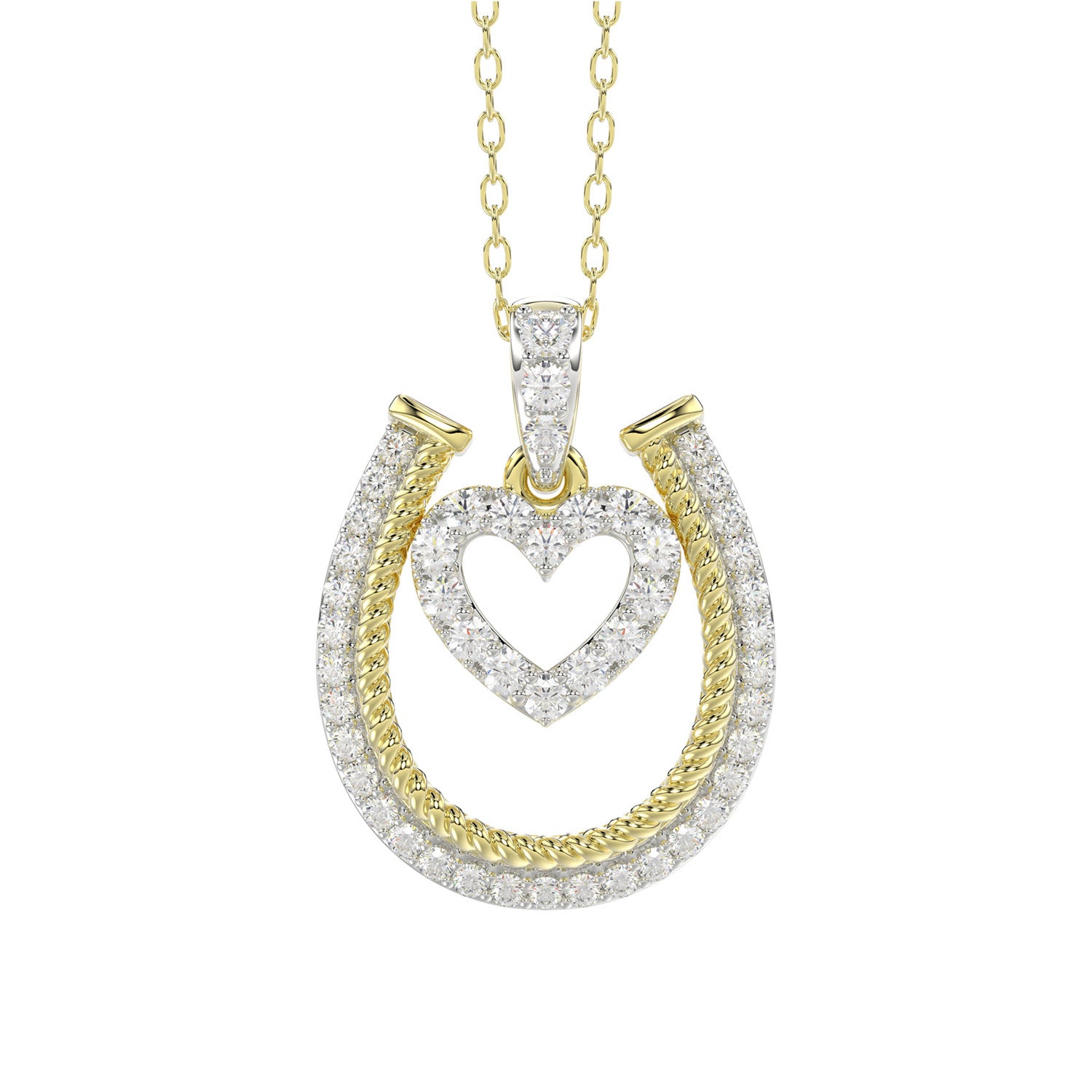 LADIES PENDANT WITH CHAIN 0.25CT ROUND DIAMOND 14K YELLOW GOLD