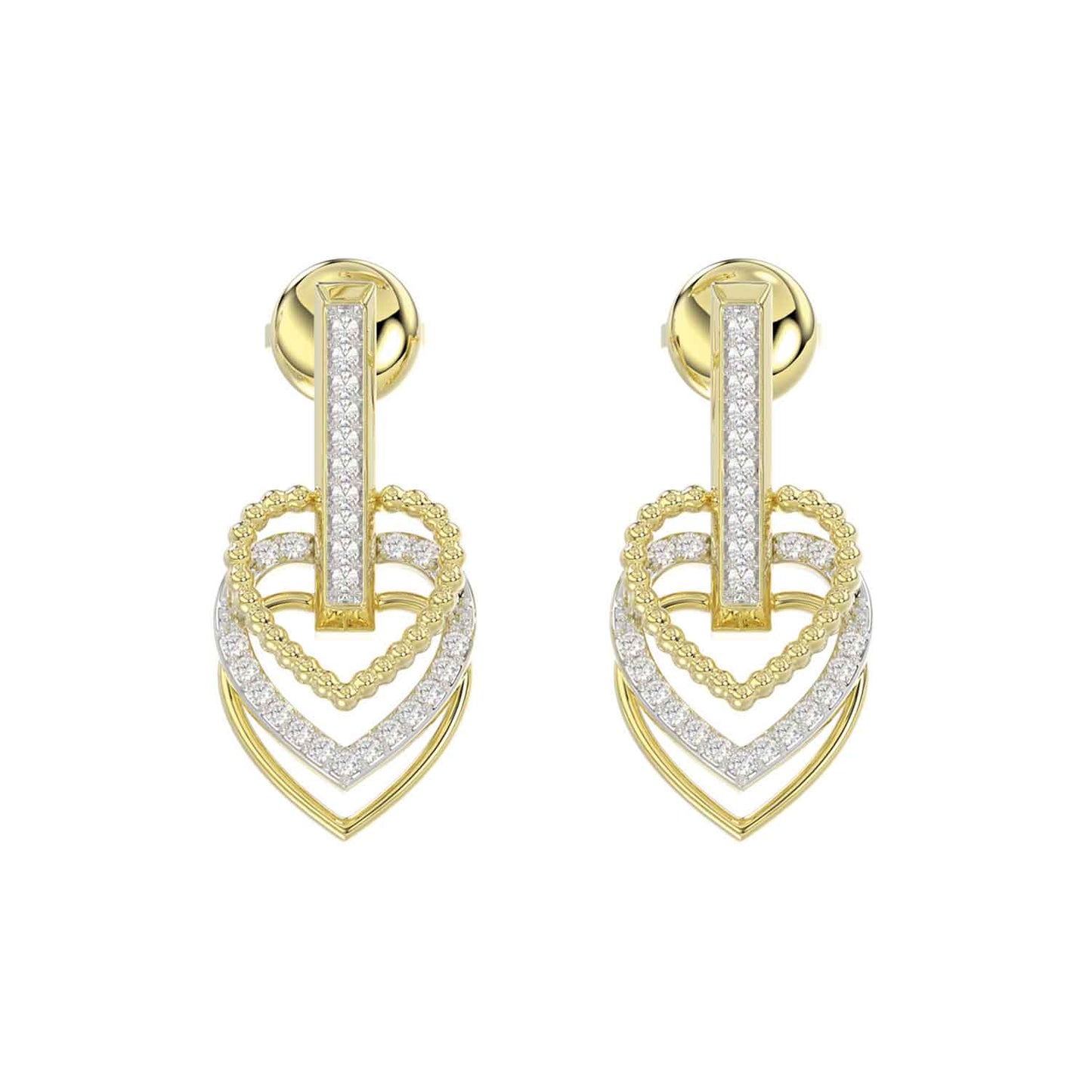 LADIES EARRINGS 0.25CT ROUND DIAMOND 14K YELLOW GOLD