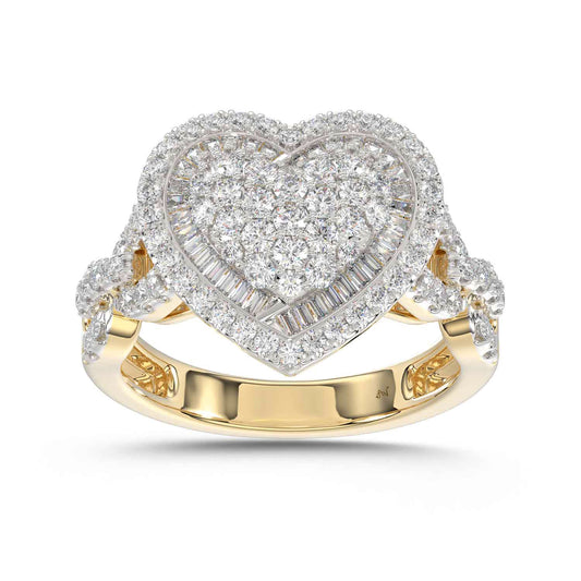 LADIES RING 1.00CT ROUND/BAGUETTE DIAMOND 10K YELLOW GOLD