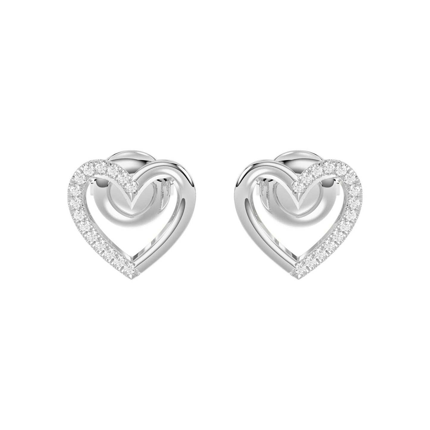 LADIES EARRINGS 0.10CT ROUND DIAMOND 14K WHITE GOLD