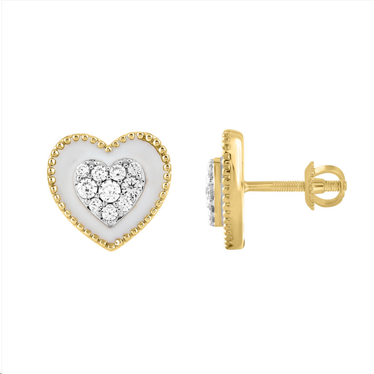 LADIES EARRINGS 0.33CT ROUND DIAMOND 14K YELLOW GOLD