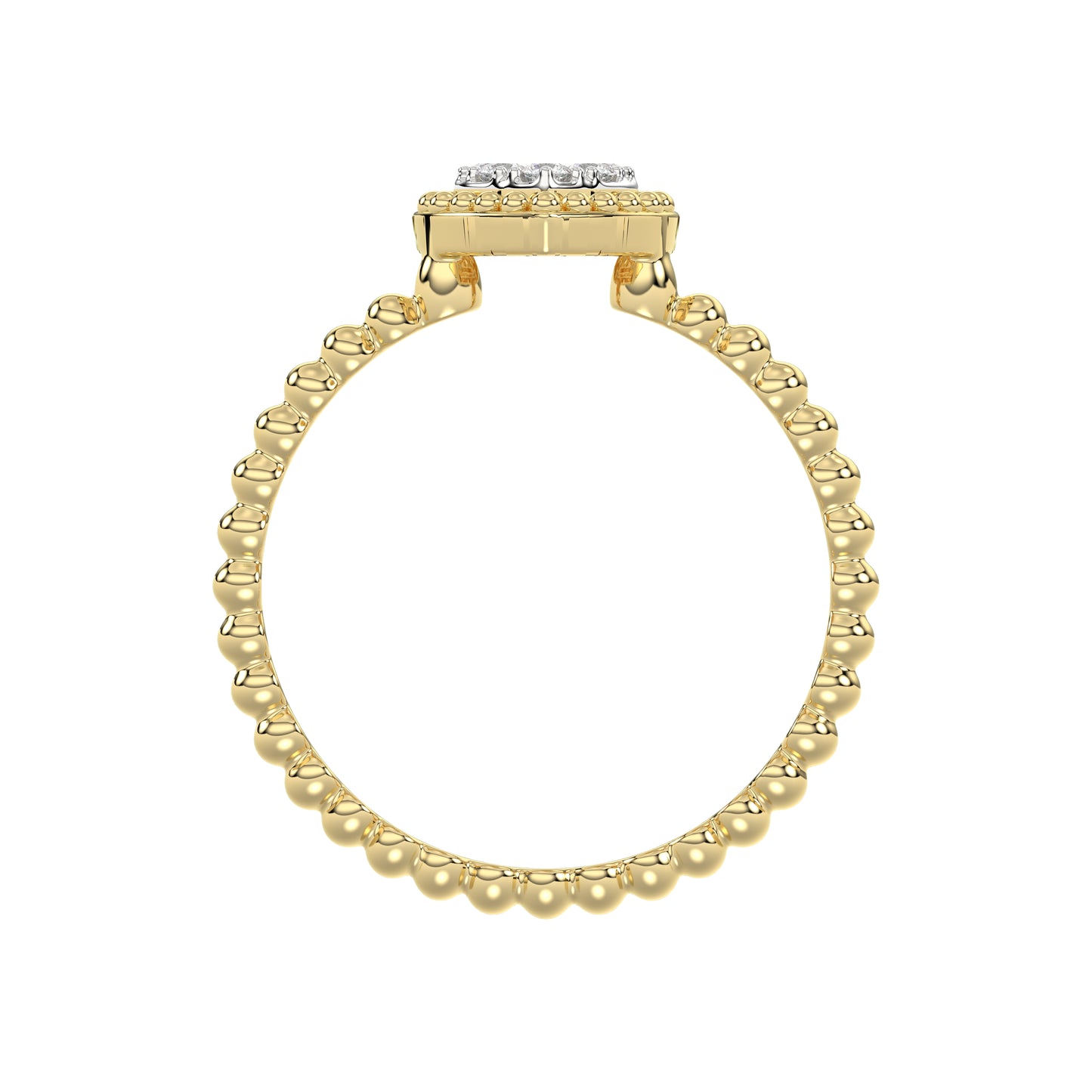 Ladies Halo Ring 0.10Ct Heart Shape Round Diamond 10K Yellow Gold