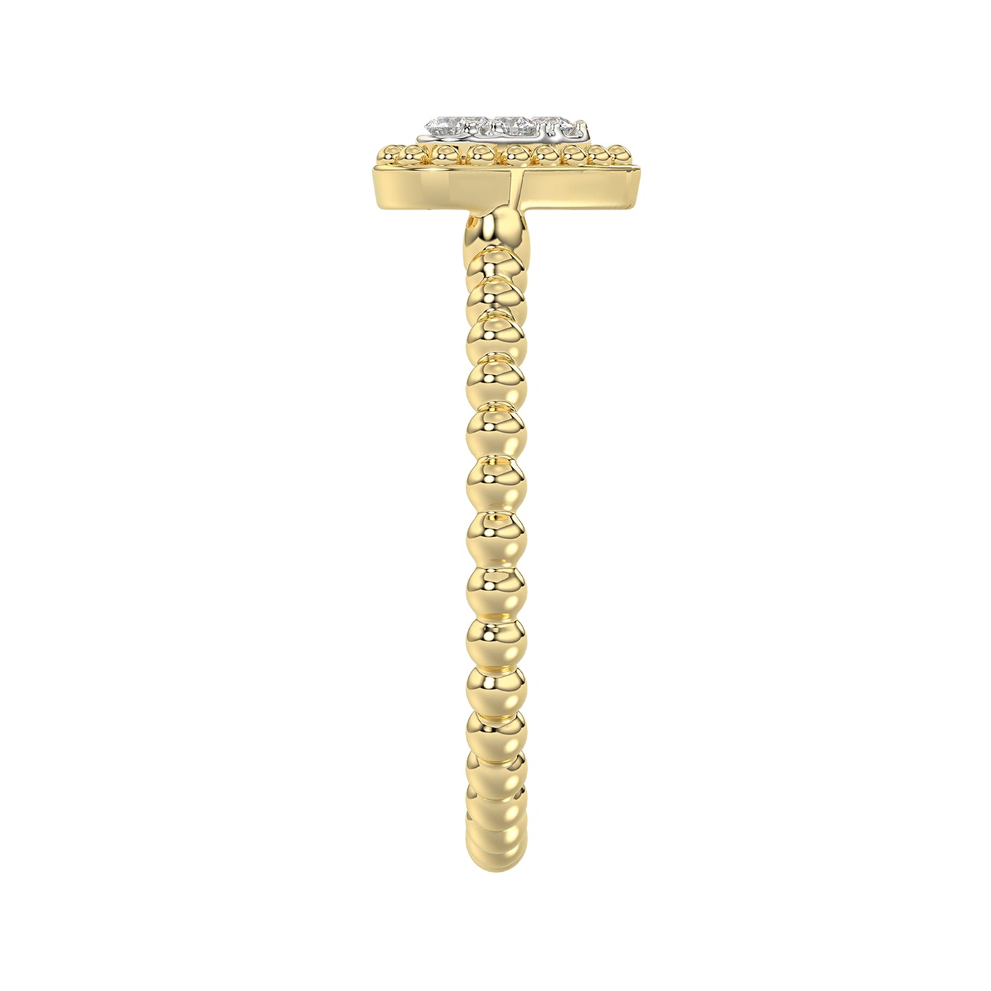Ladies Halo Ring 0.10Ct Heart Shape Round Diamond 10K Yellow Gold