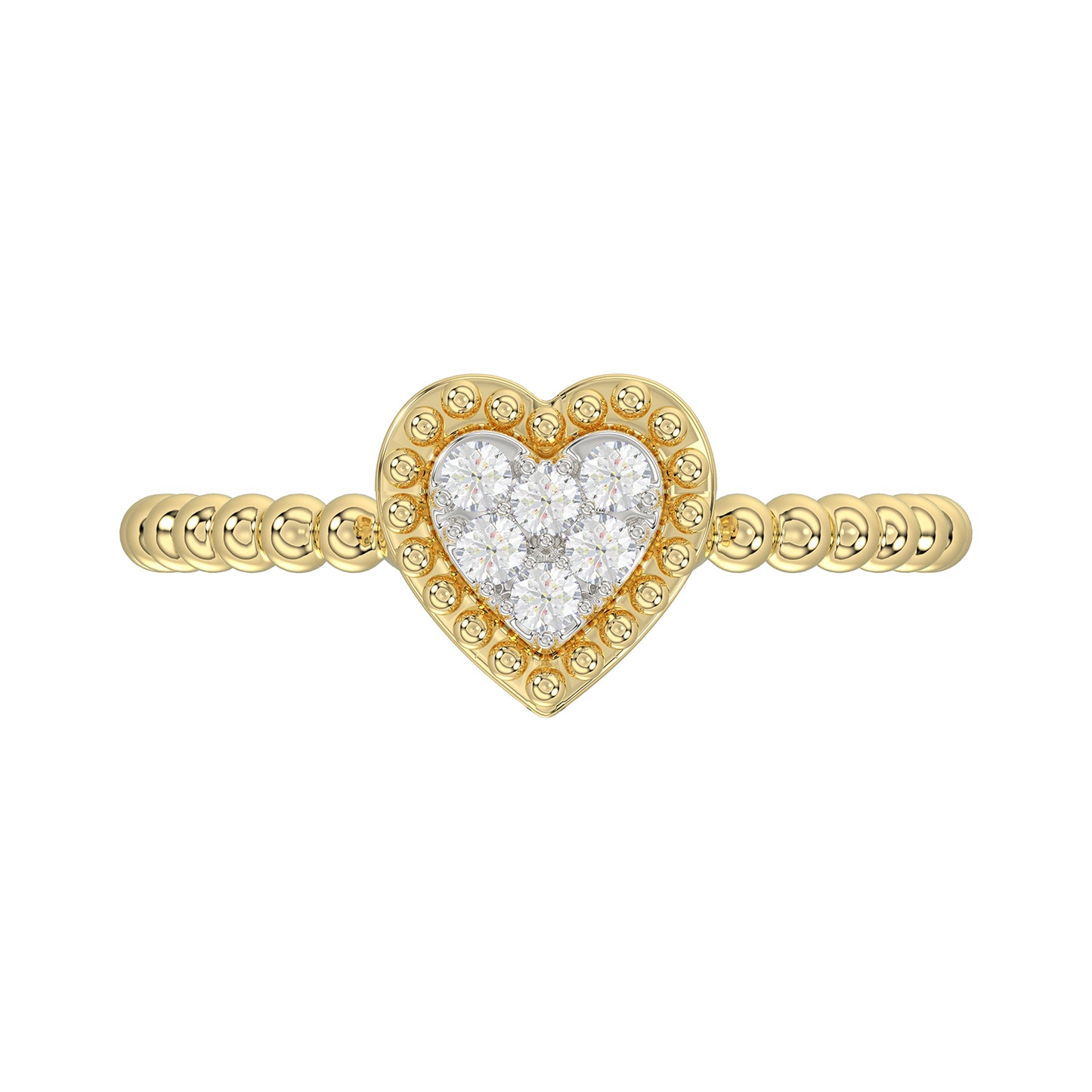Ladies Halo Ring 0.10Ct Heart Shape Round Diamond 10K Yellow Gold