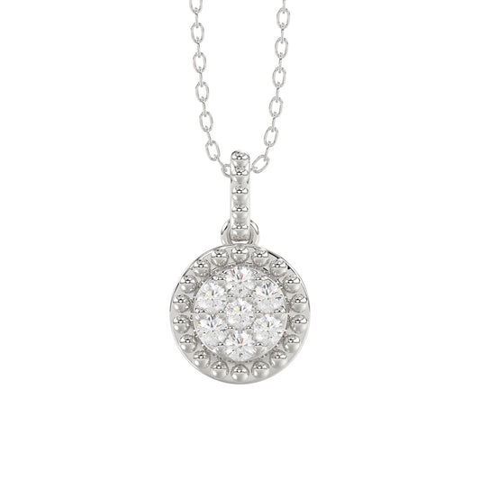 LADIES PENDANT WITH CHAIN 0.10CT ROUND DIAMOND 14K WHITE GOLD