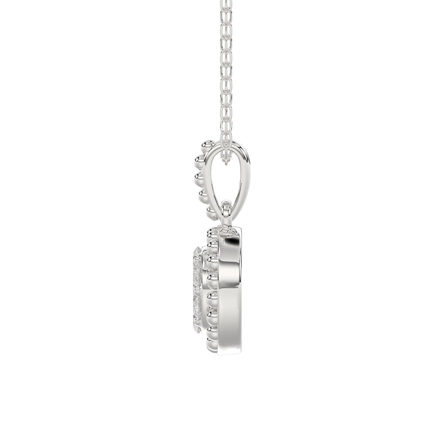 LADIES PENDANT WITH CHAIN 0.10CT ROUND DIAMOND 14K WHITE GOLD