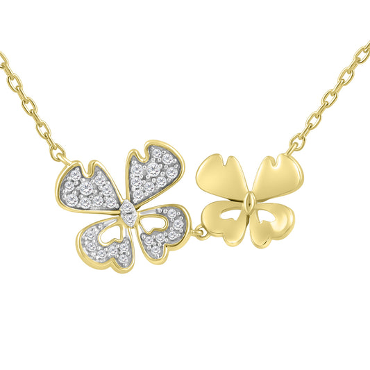 LADIES NECKLACE 0.20CT ROUND DIAMOND 14K YELLOW GOLD