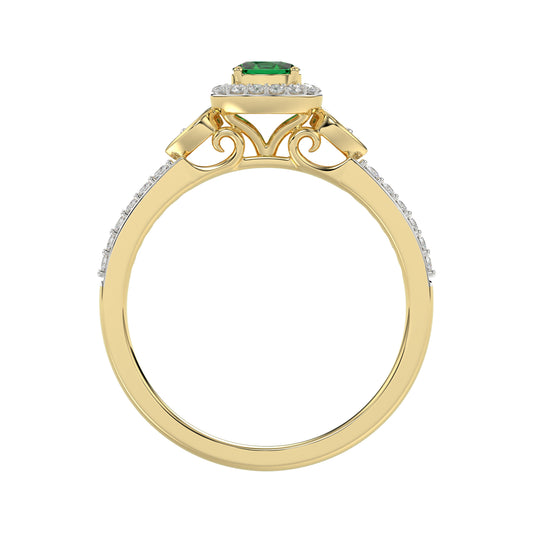 0.33ct Round/Oval Emerald diamond 14k Ladies Fashion Ring  0.15CT Center stone Oval Emerald Diamond)
