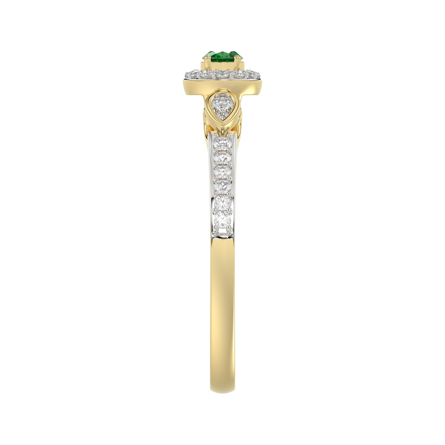 0.33ct Round/Oval Emerald diamond 14k Ladies Fashion Ring  0.15CT Center stone Oval Emerald Diamond)
