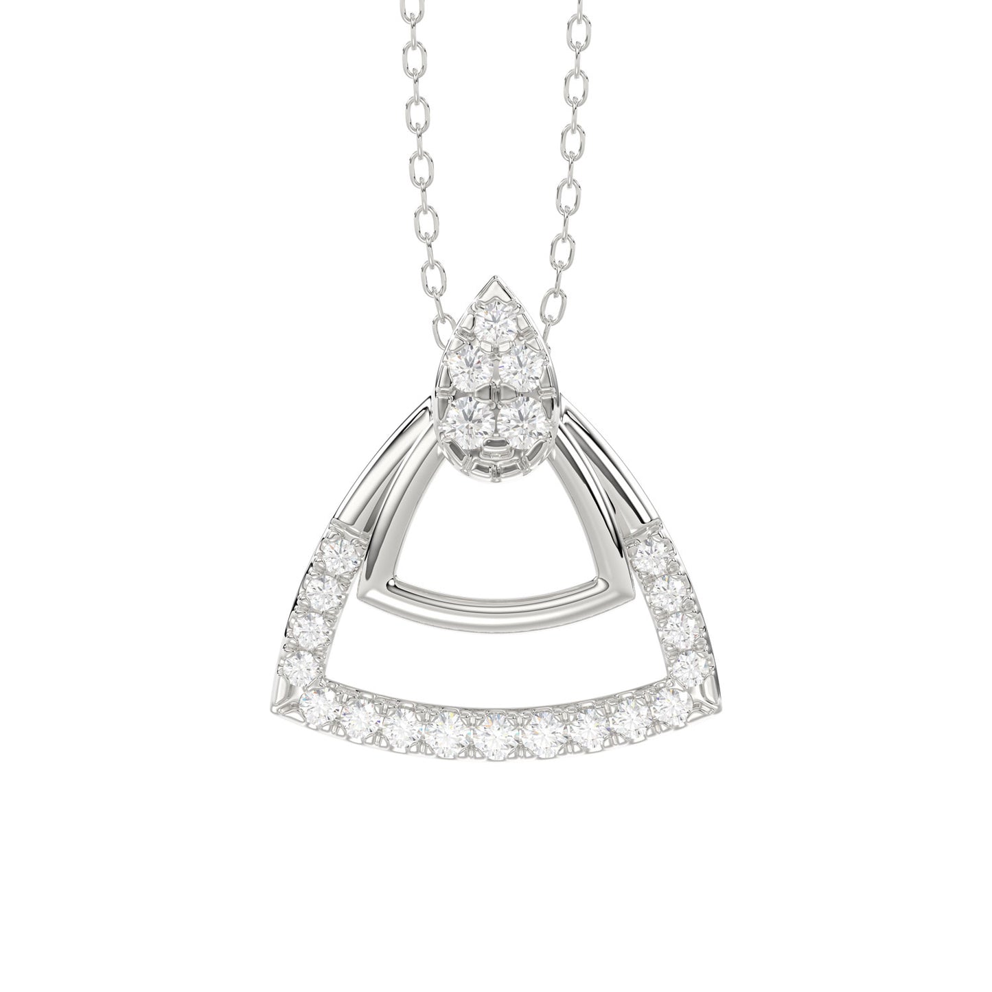 LADIES PENDANT WITH CHAIN 0.13CT ROUND DIAMOND 14K WHITE GOLD