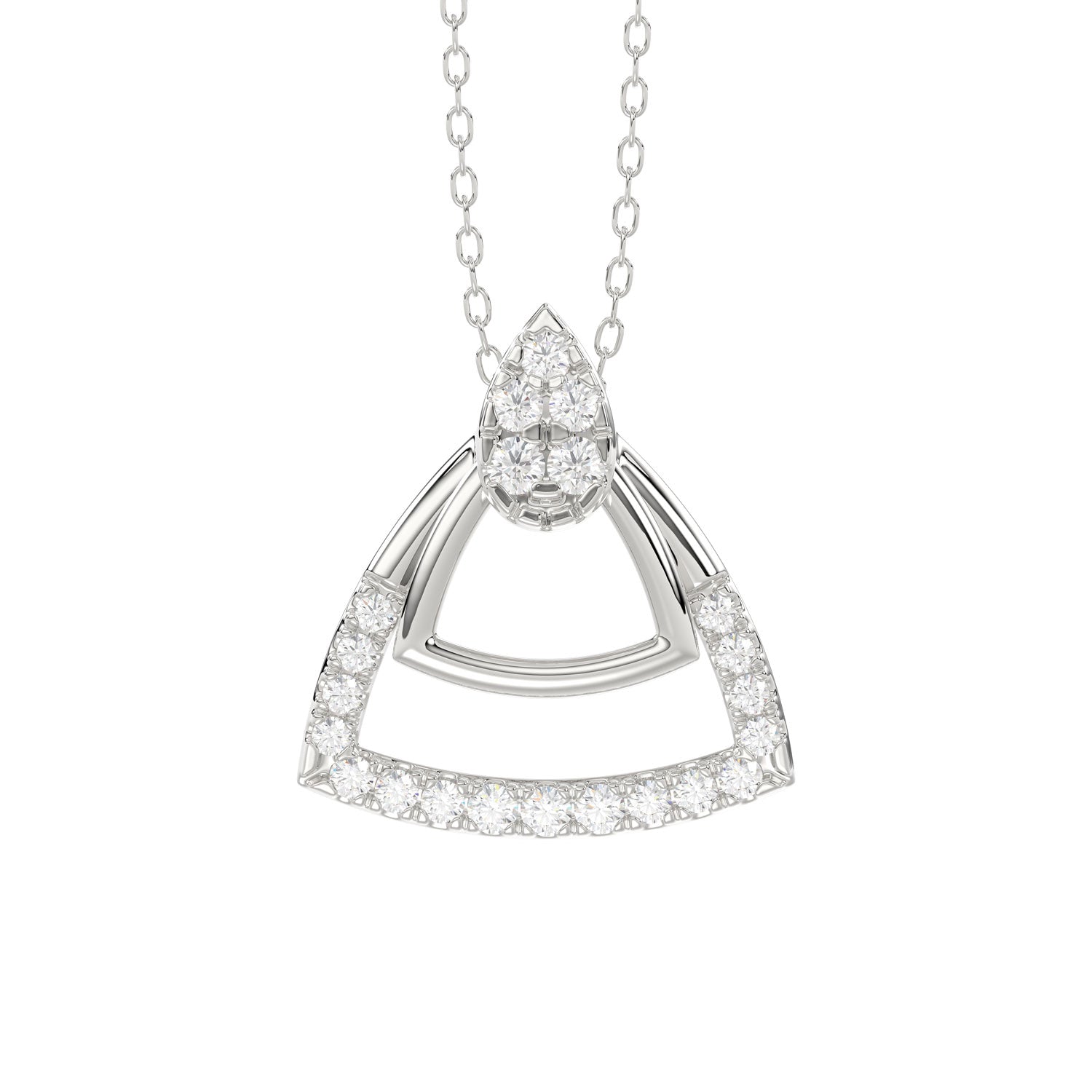LADIES PENDANT WITH CHAIN 0.13CT ROUND DIAMOND 14K WHITE GOLD