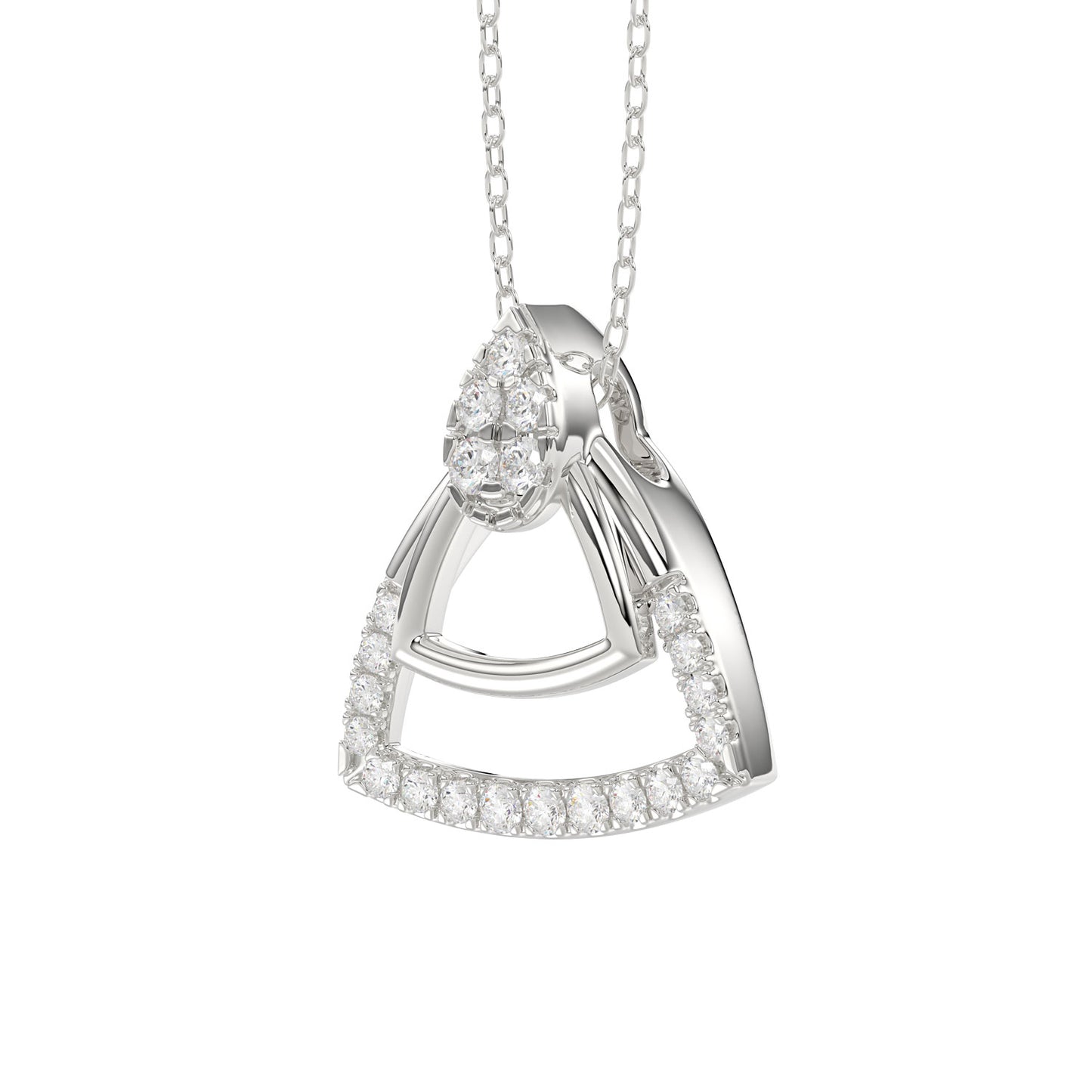 LADIES PENDANT WITH CHAIN 0.13CT ROUND DIAMOND 14K WHITE GOLD