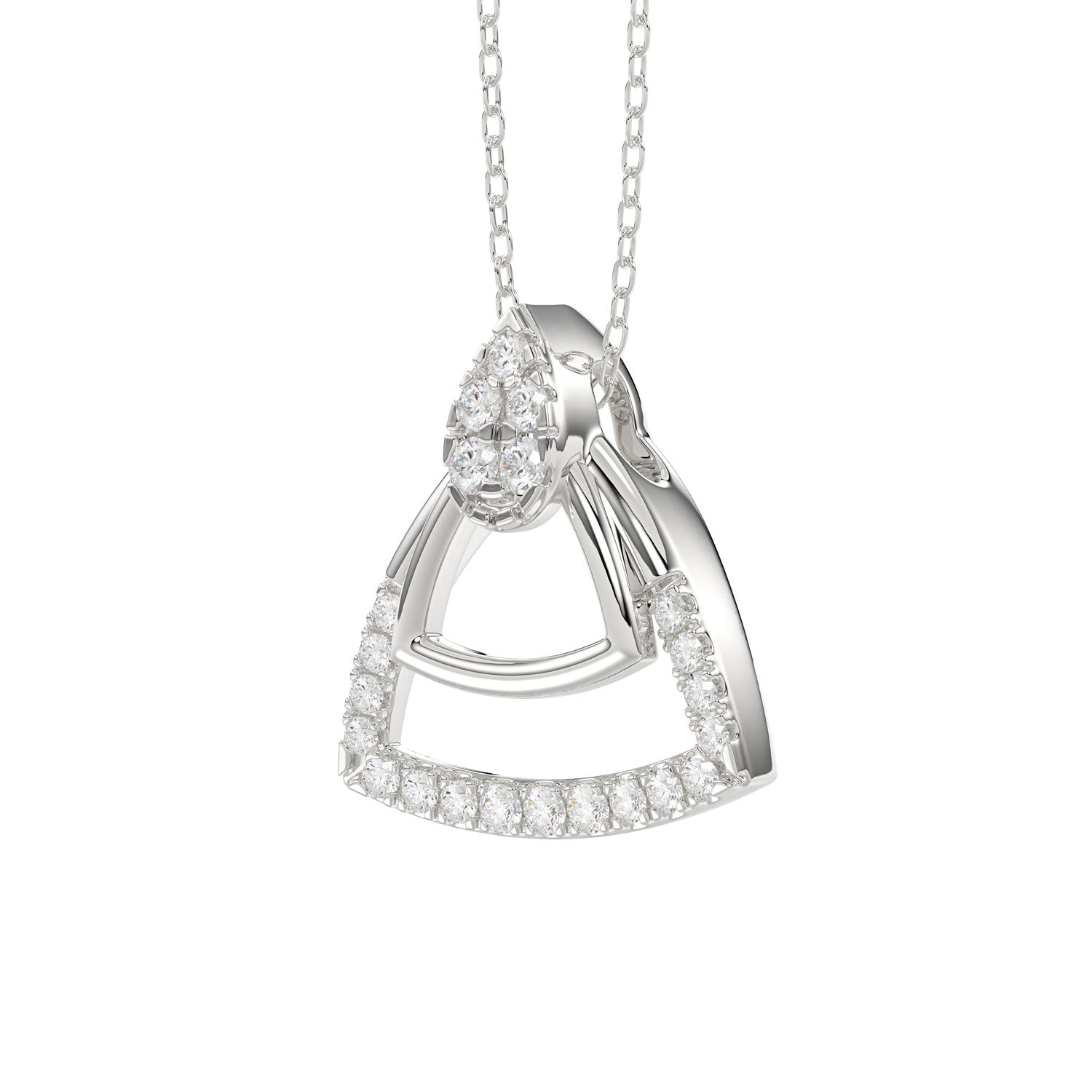 LADIES PENDANT WITH CHAIN 0.13CT ROUND DIAMOND 14K WHITE GOLD
