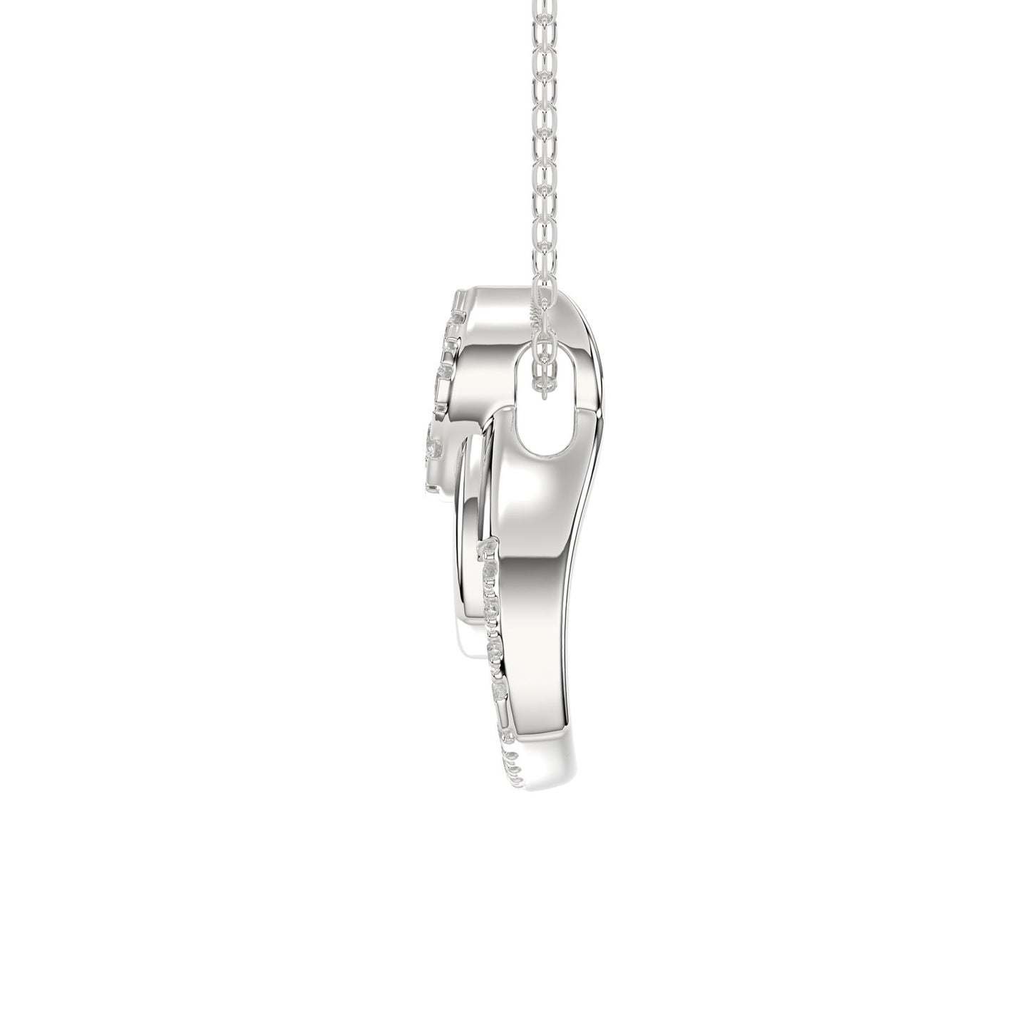 LADIES PENDANT WITH CHAIN 0.13CT ROUND DIAMOND 14K WHITE GOLD