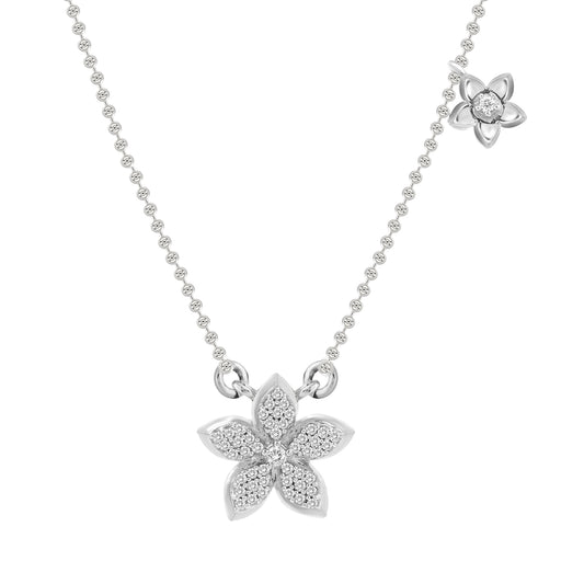 LADIES NECKLACE 0.15CT ROUND DIAMOND 14K WHITE GOLD