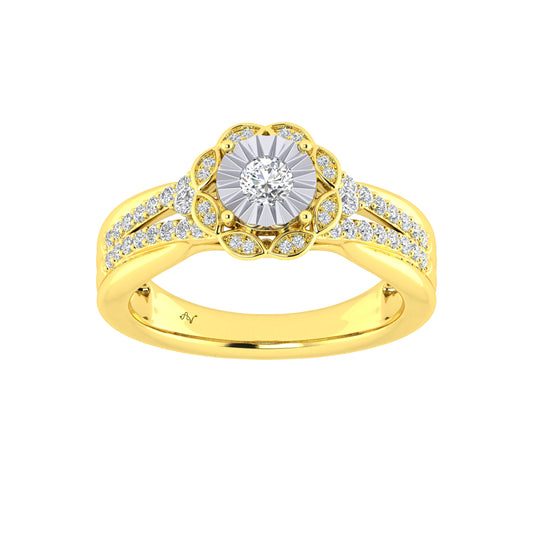 LADIES RING 0.50CT ROUND DIAMOND 10K YELLOW GOLD